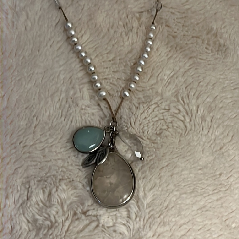 Silpada Freshwater  Pearl and Crystal Necklace EUC 24”